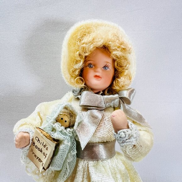 Kurt Adler Jocelyn Mostrom Porcelain Doll Fleur de Lis Winter Hanging Ornament - Picture 3 of 10